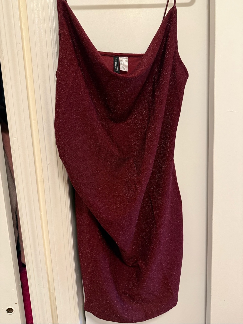 Burgundy Shimmer Cowl Neck Slip Dress